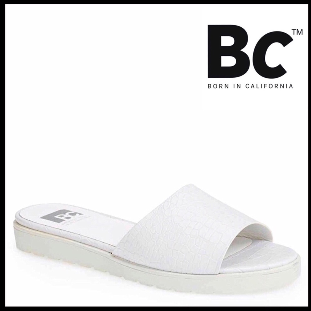 WHITE CROC EMBOSSED MULES SLIP ON SLIDES SANDALS - Picture 4 of 8